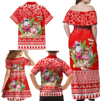 Personalised Hawaii Mele Kalikimaka Family Matching Off Shoulder Maxi Dress and Hawaiian Shirt Santa Beach Merry Christmas LT9 - Wonder Print Shop