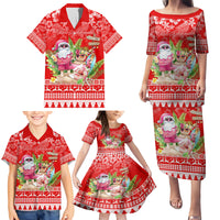 Personalised Hawaii Mele Kalikimaka Family Matching Puletasi Dress and Hawaiian Shirt Santa Beach Merry Christmas - Wonder Print Shop