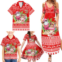 Personalised Hawaii Mele Kalikimaka Family Matching Summer Maxi Dress and Hawaiian Shirt Santa Beach Merry Christmas - Wonder Print Shop