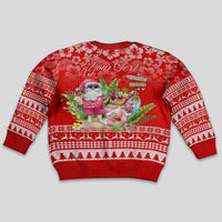 Personalised Hawaii Mele Kalikimaka Kid Ugly Christmas Sweater Santa Beach Merry Christmas - Wonder Print Shop
