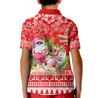 Personalised Hawaii Mele Kalikimaka Kid Polo Shirt Santa Beach Merry Christmas - Wonder Print Shop