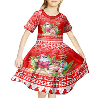 Personalised Hawaii Mele Kalikimaka Kid Short Sleeve Dress Santa Beach Merry Christmas - Wonder Print Shop