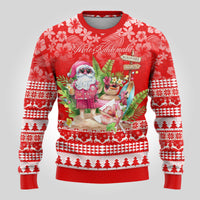 Personalised Hawaii Mele Kalikimaka Ugly Christmas Sweater Santa Beach Merry Christmas - Wonder Print Shop