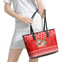 Personalised Hawaii Mele Kalikimaka Leather Tote Bag Santa Beach Merry Christmas - Wonder Print Shop