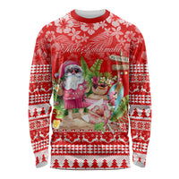 Personalised Hawaii Mele Kalikimaka Long Sleeve Shirt Santa Beach Merry Christmas - Wonder Print Shop