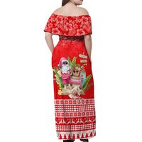 Personalised Hawaii Mele Kalikimaka Off Shoulder Maxi Dress Santa Beach Merry Christmas - Wonder Print Shop