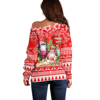 Personalised Hawaii Mele Kalikimaka Off Shoulder Sweater Santa Beach Merry Christmas - Wonder Print Shop