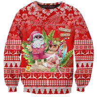 Personalised Hawaii Mele Kalikimaka Sweatshirt Santa Beach Merry Christmas - Wonder Print Shop