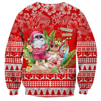 Personalised Hawaii Mele Kalikimaka Sweatshirt Santa Beach Merry Christmas - Wonder Print Shop