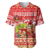 Hawaii Mele Kalikimaka Baseball Jersey Santa Claus and Hula Dancing Merry Christmas LT9 - Wonder Print Shop
