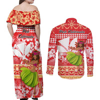 Hawaii Mele Kalikimaka Couples Matching Off Shoulder Maxi Dress and Long Sleeve Button Shirt Santa Claus and Hula Dancing Merry Christmas LT9 - Wonder Print Shop
