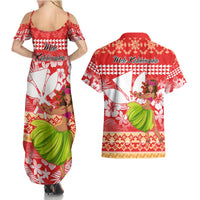 Hawaii Mele Kalikimaka Couples Matching Summer Maxi Dress and Hawaiian Shirt Santa Claus and Hula Dancing Merry Christmas LT9 - Wonder Print Shop