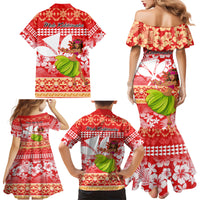 Hawaii Mele Kalikimaka Family Matching Mermaid Dress and Hawaiian Shirt Santa Claus and Hula Dancing Merry Christmas LT9 - Wonder Print Shop