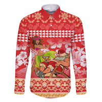 Hawaii Mele Kalikimaka Family Matching Mermaid Dress and Hawaiian Shirt Santa Claus and Hula Dancing Merry Christmas LT9 - Wonder Print Shop