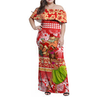 Hawaii Mele Kalikimaka Family Matching Off Shoulder Maxi Dress and Hawaiian Shirt Santa Claus and Hula Dancing Merry Christmas LT9 - Wonder Print Shop