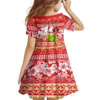 Hawaii Mele Kalikimaka Family Matching Short Sleeve Bodycon Dress and Hawaiian Shirt Santa Claus and Hula Dancing Merry Christmas - Wonder Print Shop