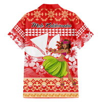 Hawaii Mele Kalikimaka Family Matching Short Sleeve Bodycon Dress and Hawaiian Shirt Santa Claus and Hula Dancing Merry Christmas - Wonder Print Shop