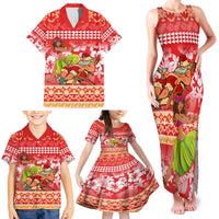 Hawaii Mele Kalikimaka Family Matching Tank Maxi Dress and Hawaiian Shirt Santa Claus and Hula Dancing Merry Christmas - Wonder Print Shop