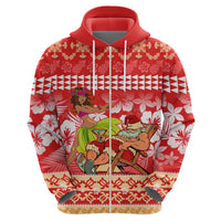 Hawaii Mele Kalikimaka Hoodie Santa Claus and Hula Dancing Merry Christmas - Wonder Print Shop