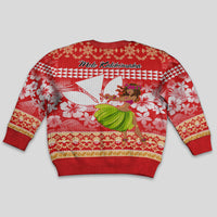 Hawaii Mele Kalikimaka Kid Ugly Christmas Sweater Santa Claus and Hula Dancing Merry Christmas - Wonder Print Shop