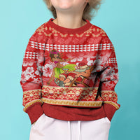 Hawaii Mele Kalikimaka Kid Ugly Christmas Sweater Santa Claus and Hula Dancing Merry Christmas - Wonder Print Shop