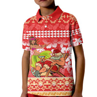 Hawaii Mele Kalikimaka Kid Polo Shirt Santa Claus and Hula Dancing Merry Christmas - Wonder Print Shop