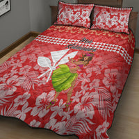 Hawaii Mele Kalikimaka Quilt Bed Set Santa Claus and Hula Dancing Merry Christmas - Wonder Print Shop