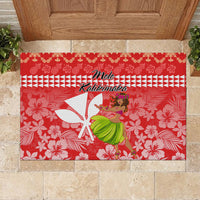 Hawaii Mele Kalikimaka Rubber Doormat Santa Claus and Hula Dancing Merry Christmas - Wonder Print Shop