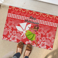 Hawaii Mele Kalikimaka Rubber Doormat Santa Claus and Hula Dancing Merry Christmas - Wonder Print Shop