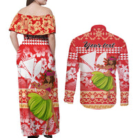 Personalised Hawaii Mele Kalikimaka Couples Matching Off Shoulder Maxi Dress and Long Sleeve Button Shirt Santa Claus and Hula Dancing Merry Christmas LT9 - Wonder Print Shop