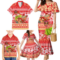 Personalised Hawaii Mele Kalikimaka Family Matching Mermaid Dress and Hawaiian Shirt Santa Claus and Hula Dancing Merry Christmas LT9 - Wonder Print Shop