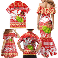 Personalised Hawaii Mele Kalikimaka Family Matching Mermaid Dress and Hawaiian Shirt Santa Claus and Hula Dancing Merry Christmas LT9 - Wonder Print Shop