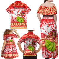 Personalised Hawaii Mele Kalikimaka Family Matching Off Shoulder Maxi Dress and Hawaiian Shirt Santa Claus and Hula Dancing Merry Christmas LT9 - Wonder Print Shop