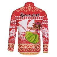 Personalised Hawaii Mele Kalikimaka Family Matching Off Shoulder Short Dress and Hawaiian Shirt Santa Claus and Hula Dancing Merry Christmas LT9 - Wonder Print Shop