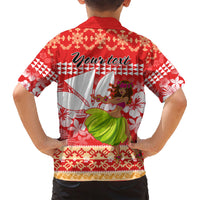 Personalised Hawaii Mele Kalikimaka Family Matching Short Sleeve Bodycon Dress and Hawaiian Shirt Santa Claus and Hula Dancing Merry Christmas - Wonder Print Shop