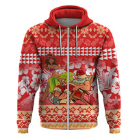 Personalised Hawaii Mele Kalikimaka Hoodie Santa Claus and Hula Dancing Merry Christmas - Wonder Print Shop