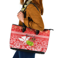 Personalised Hawaii Mele Kalikimaka Leather Tote Bag Santa Claus and Hula Dancing Merry Christmas - Wonder Print Shop
