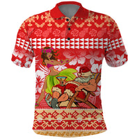 Personalised Hawaii Mele Kalikimaka Polo Shirt Santa Claus and Hula Dancing Merry Christmas - Wonder Print Shop