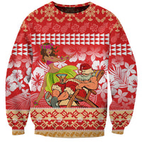 Personalised Hawaii Mele Kalikimaka Sweatshirt Santa Claus and Hula Dancing Merry Christmas - Wonder Print Shop