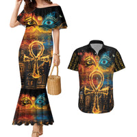 Eye of Ra and Eye of Horus Couples Matching Mermaid Dress and Hawaiian Shirt Power and Magic Ancient Egyptian Mythology LT9 - Wonder Print Shop