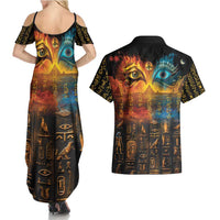 Eye of Ra and Eye of Horus Couples Matching Summer Maxi Dress and Hawaiian Shirt Power and Magic Ancient Egyptian Mythology LT9 - Wonder Print Shop