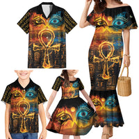Eye of Ra and Eye of Horus Family Matching Mermaid Dress and Hawaiian Shirt Power and Magic Ancient Egyptian Mythology LT9 - Wonder Print Shop