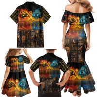 Eye of Ra and Eye of Horus Family Matching Mermaid Dress and Hawaiian Shirt Power and Magic Ancient Egyptian Mythology LT9 - Wonder Print Shop