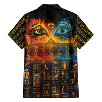 Eye of Ra and Eye of Horus Family Matching Off The Shoulder Long Sleeve Dress and Hawaiian Shirt Power and Magic Ancient Egyptian Mythology - Wonder Print Shop