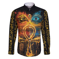 Eye of Ra and Eye of Horus Family Matching Off The Shoulder Long Sleeve Dress and Hawaiian Shirt Power and Magic Ancient Egyptian Mythology - Wonder Print Shop