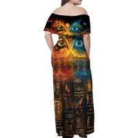 Eye of Ra and Eye of Horus Family Matching Off Shoulder Maxi Dress and Hawaiian Shirt Power and Magic Ancient Egyptian Mythology LT9 - Wonder Print Shop