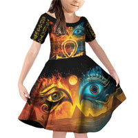 Eye of Ra and Eye of Horus Family Matching Off Shoulder Short Dress and Hawaiian Shirt Power and Magic Ancient Egyptian Mythology LT9 - Wonder Print Shop