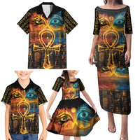 Eye of Ra and Eye of Horus Family Matching Puletasi and Hawaiian Shirt Power and Magic Ancient Egyptian Mythology - Wonder Print Shop