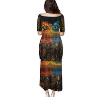 Eye of Ra and Eye of Horus Family Matching Puletasi and Hawaiian Shirt Power and Magic Ancient Egyptian Mythology - Wonder Print Shop