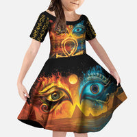 Eye of Ra and Eye of Horus Family Matching Short Sleeve Bodycon Dress and Hawaiian Shirt Power and Magic Ancient Egyptian Mythology - Wonder Print Shop